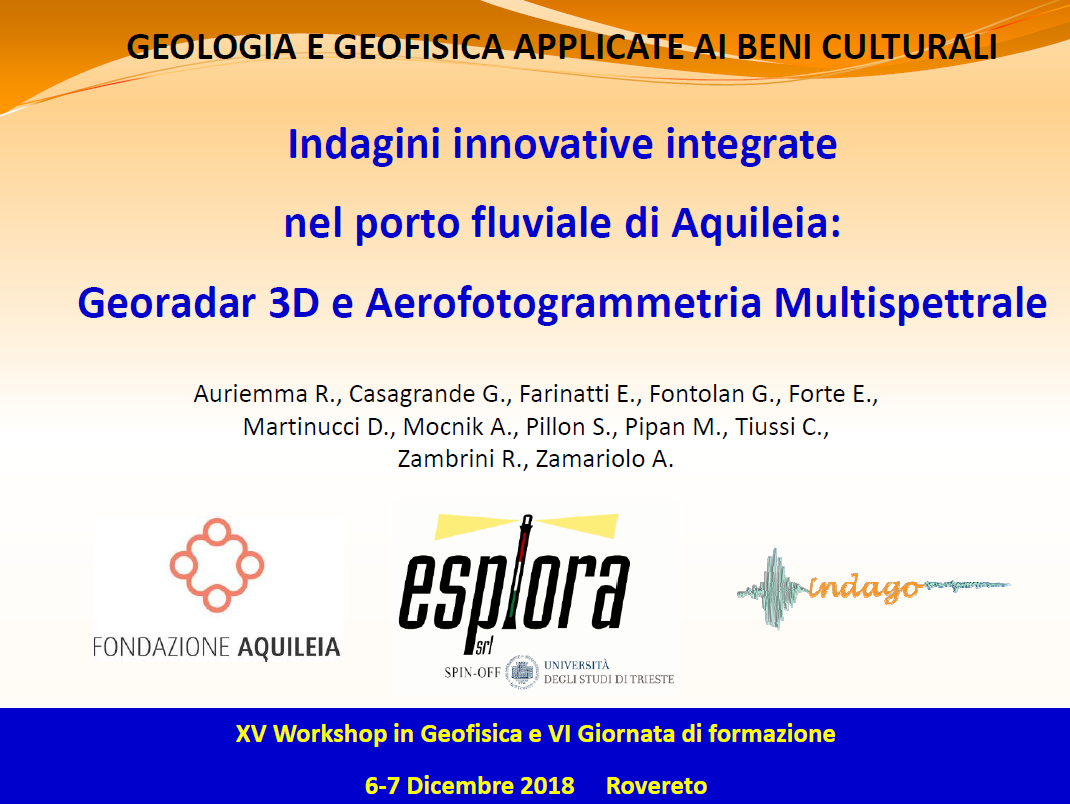 CONVEGNO “GEOLOGIA E GEOFISICA APPLICATE AI BENI CULTURALI” 6-7 DICEMBRE 2018 ROVERETO