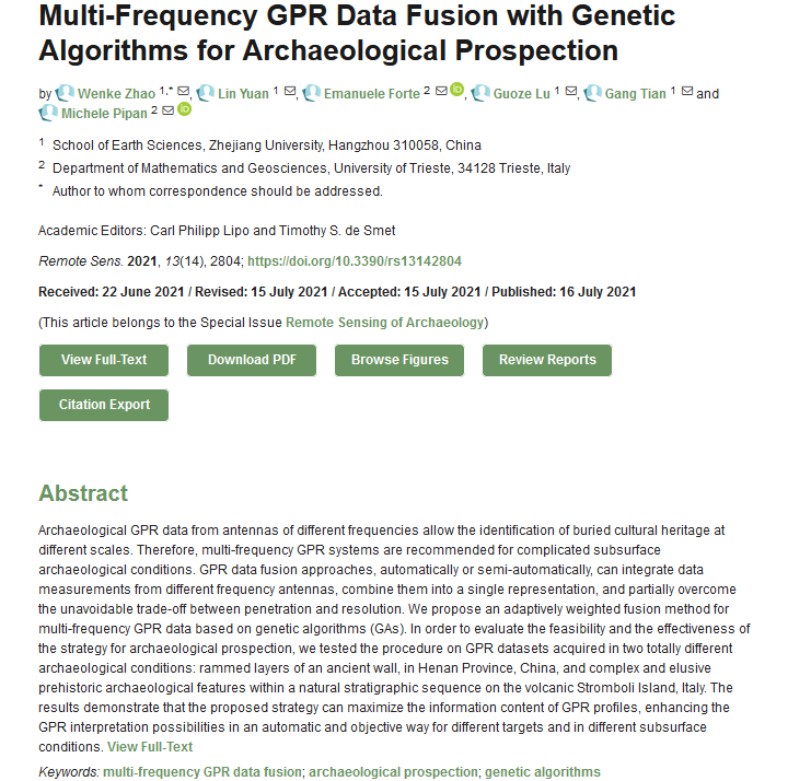 Multi-Frequency GPR Data Fusion with Genetic Algorithms for Archaeological Prospection